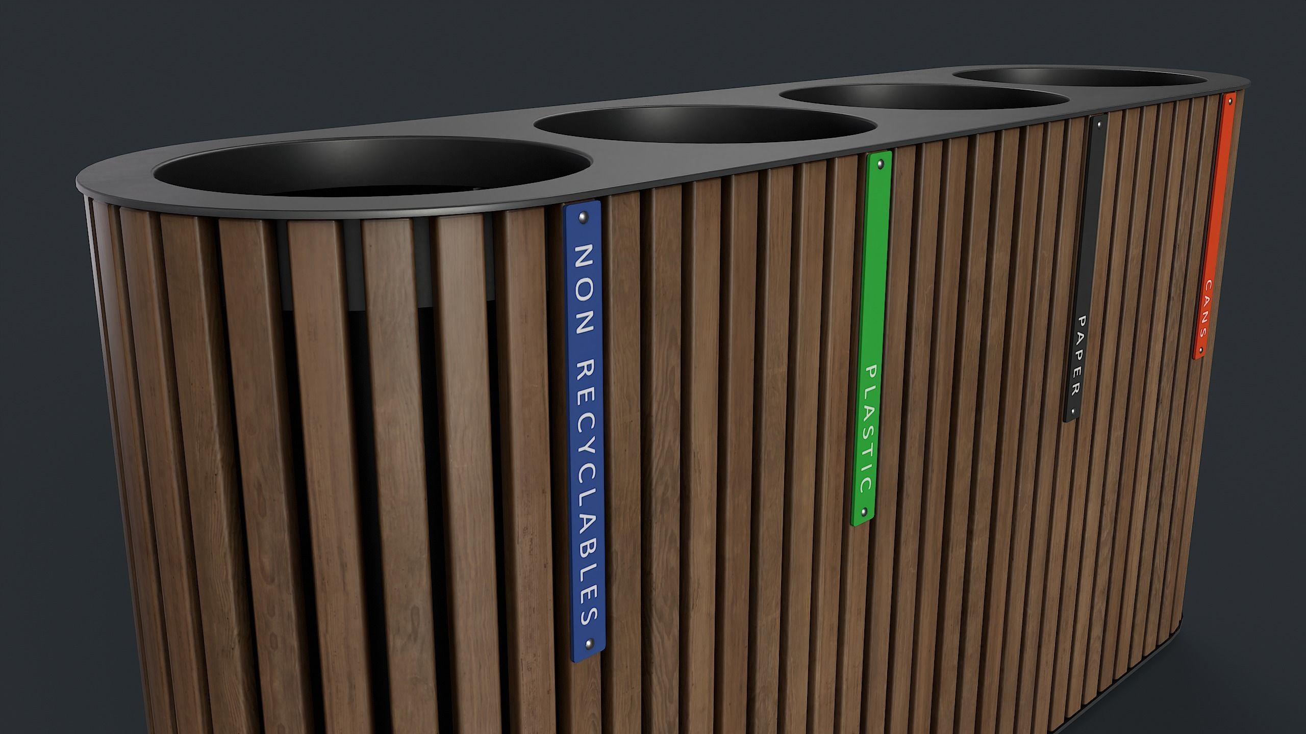 Street Trash Can 44 PBR Game Ready Low-poly 3D model_18