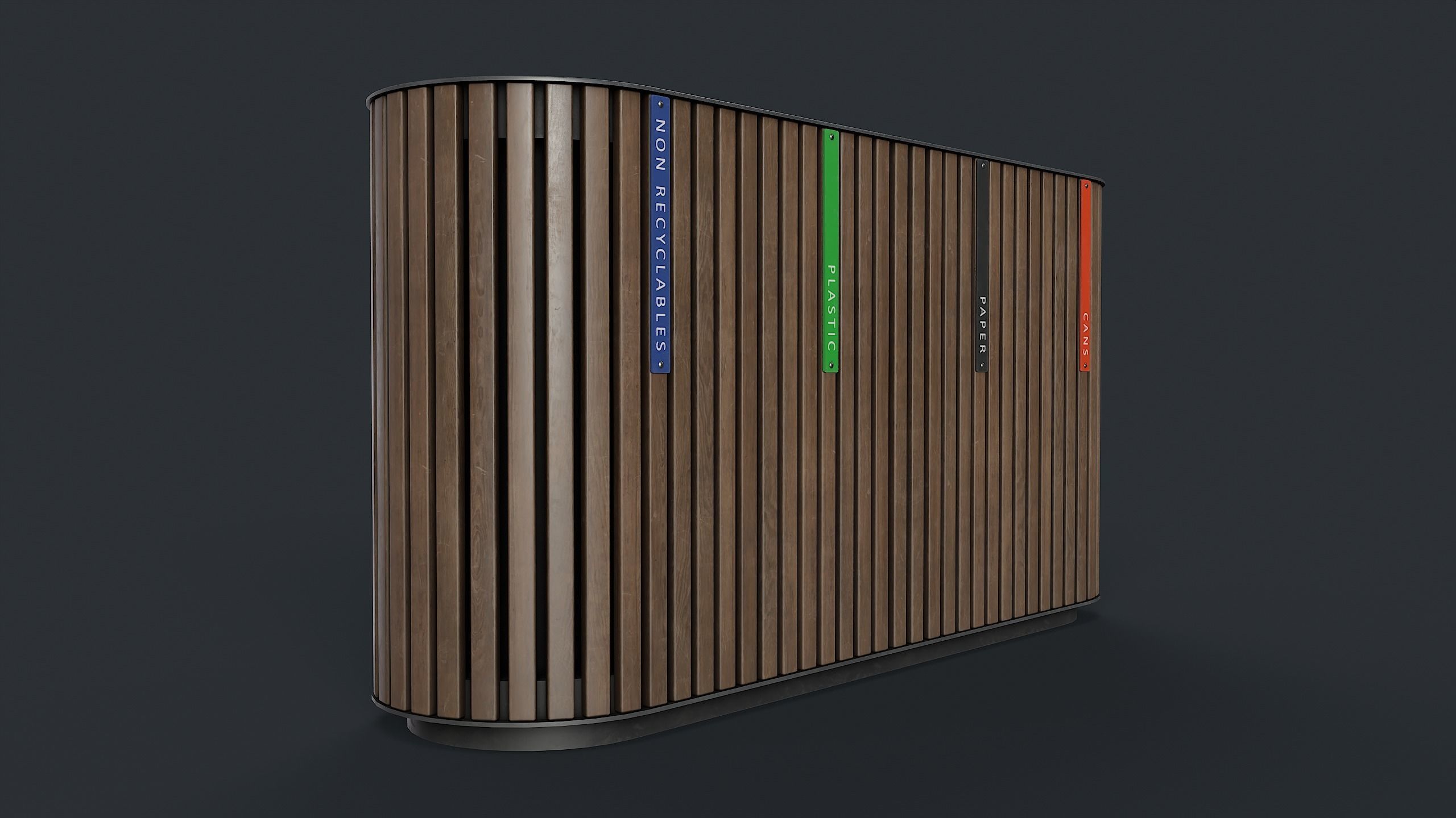 Street Trash Can 44 PBR Game Ready Low-poly 3D model_5