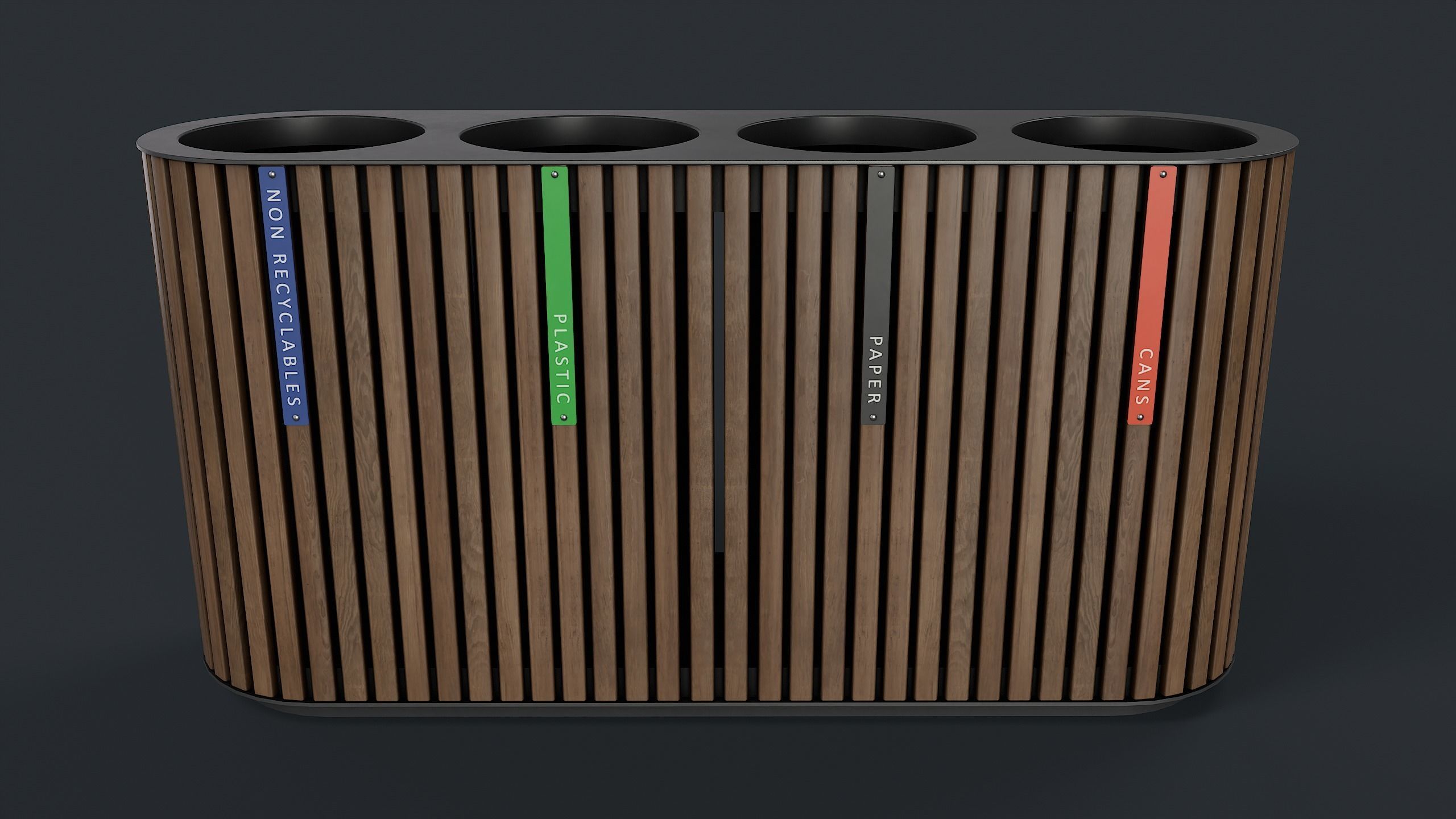 Street Trash Can 44 PBR Game Ready Low-poly 3D model_16