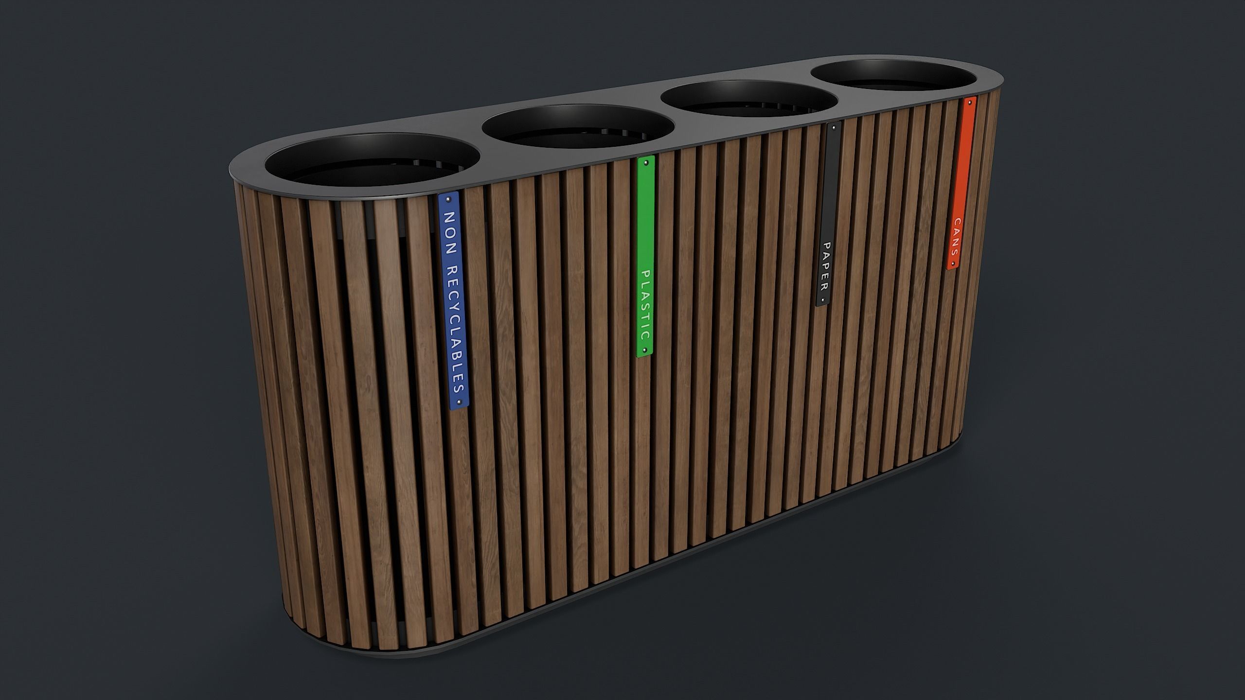 Street Trash Can 44 PBR Game Ready Low-poly 3D model_17