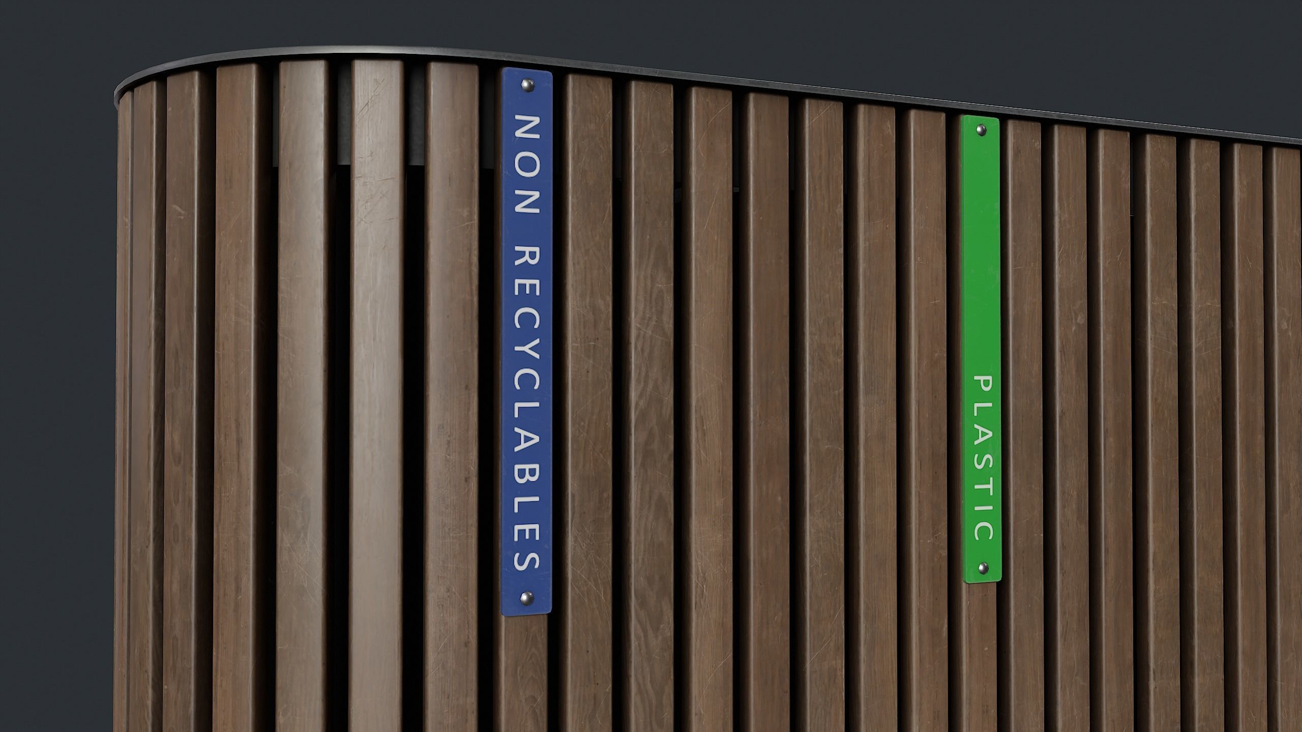 Street Trash Can 44 PBR Game Ready Low-poly 3D model_12