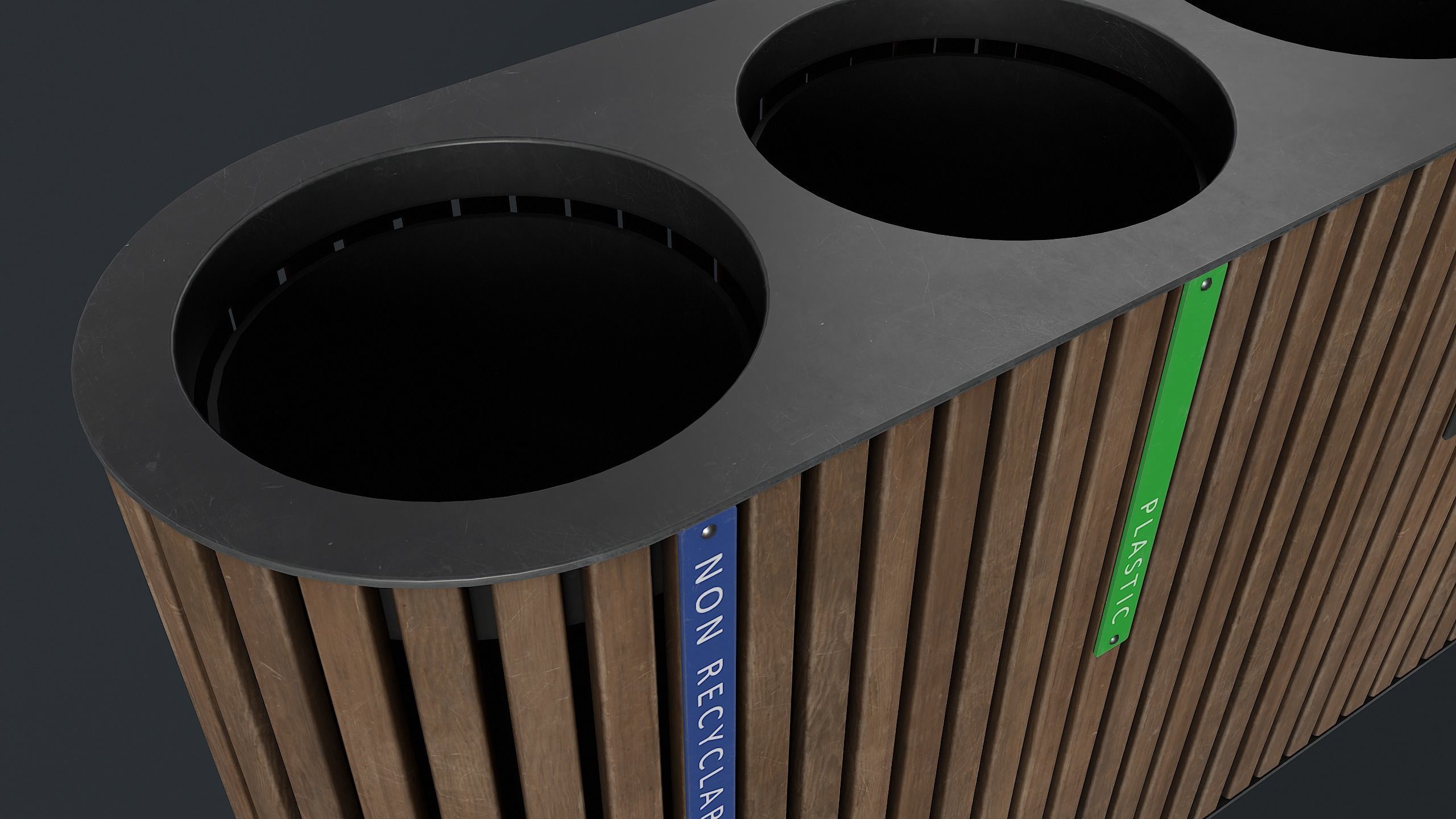 Street Trash Can 44 PBR Game Ready Low-poly 3D model_11