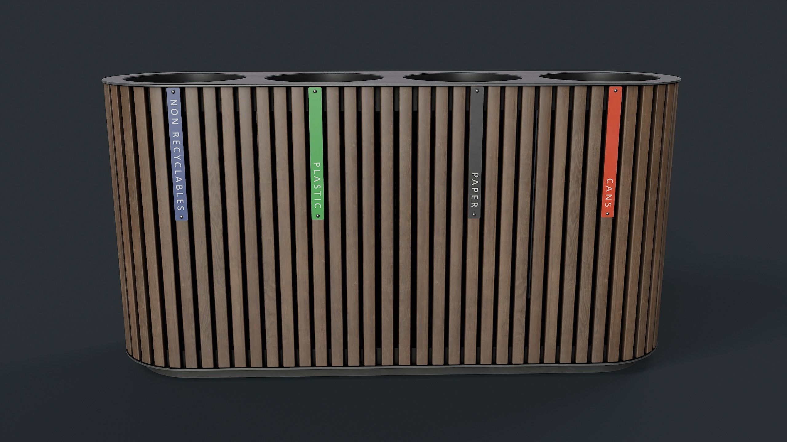 Street Trash Can 44 PBR Game Ready Low-poly 3D model_2