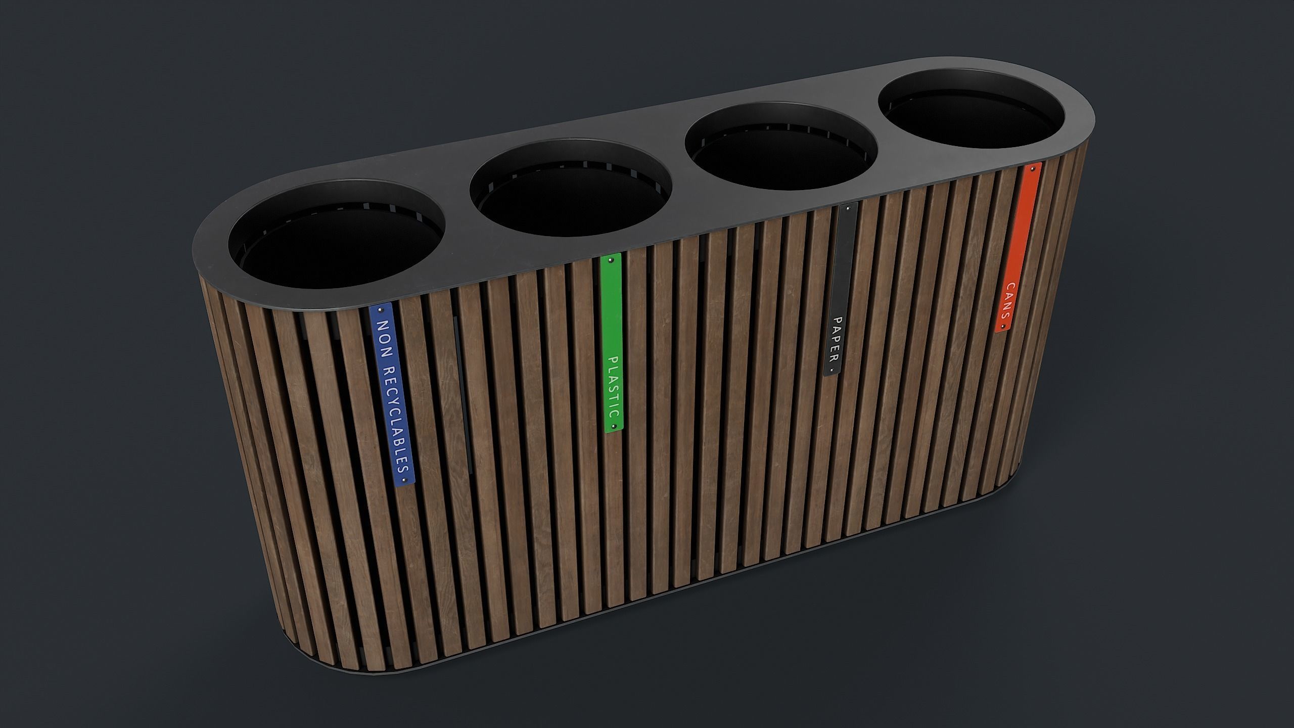 Street Trash Can 44 PBR Game Ready Low-poly 3D model_8