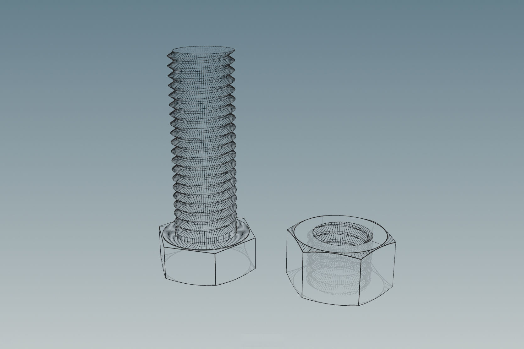 Screw with Nut M12X1-75 Free 3D model_1