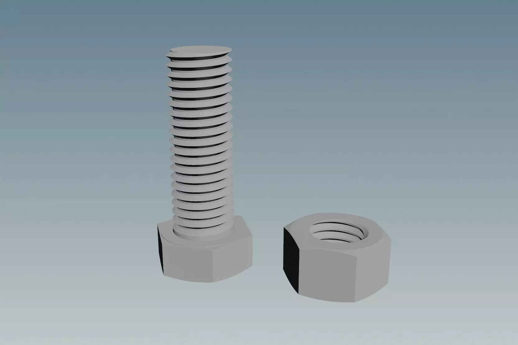 Screw with Nut M12X1-75 Free 3D model_0