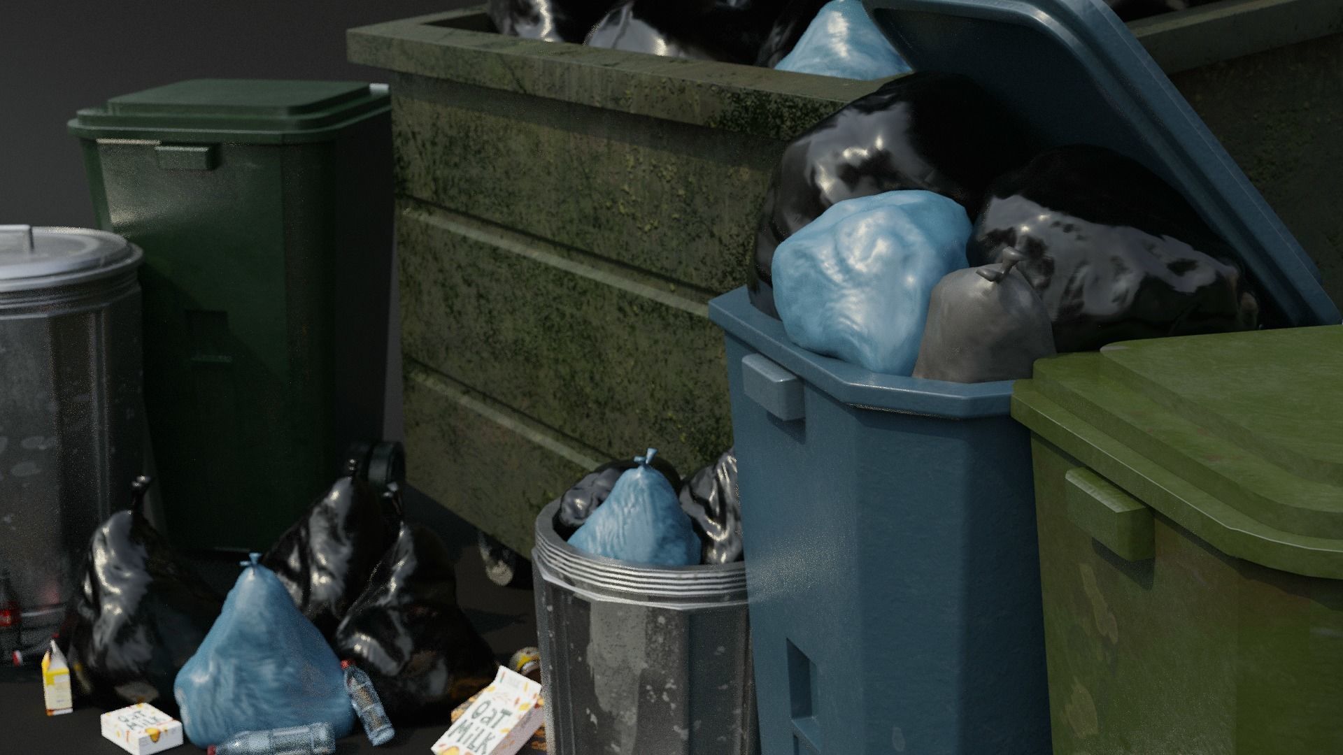 Urban Trash set Low-poly 3D model_2