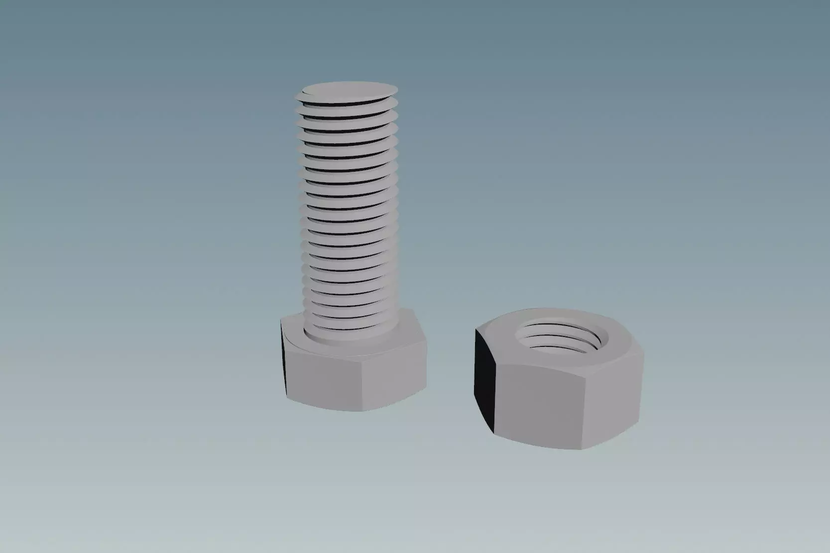 Screw with Nut M12X1-5 Free 3D model
