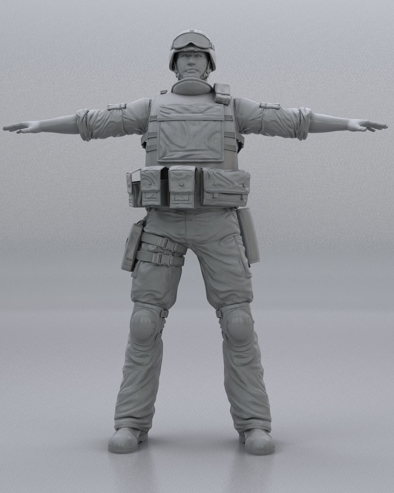 Animated Soldier Low-poly 3D model_8