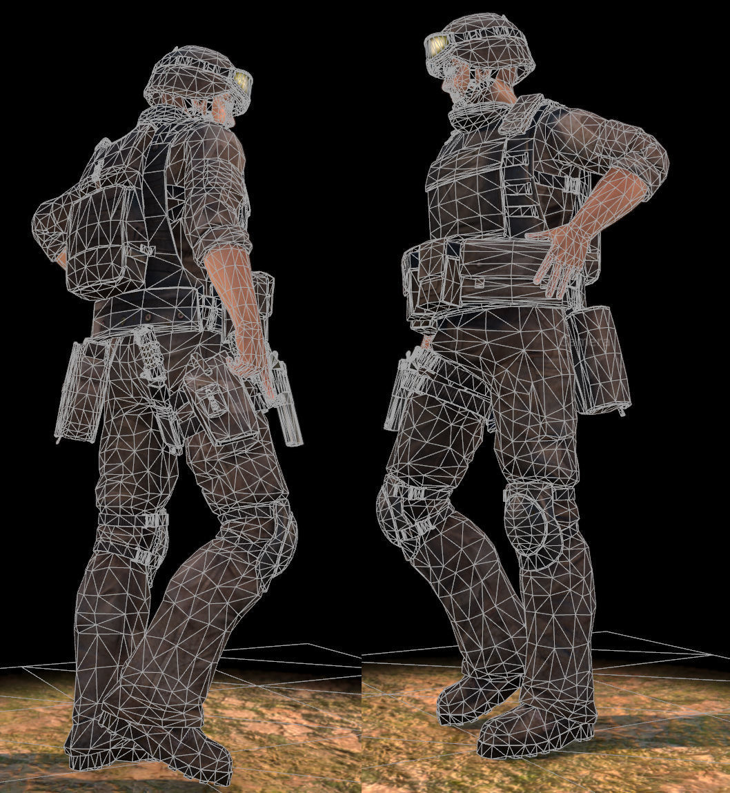 Animated Soldier Low-poly 3D model_3