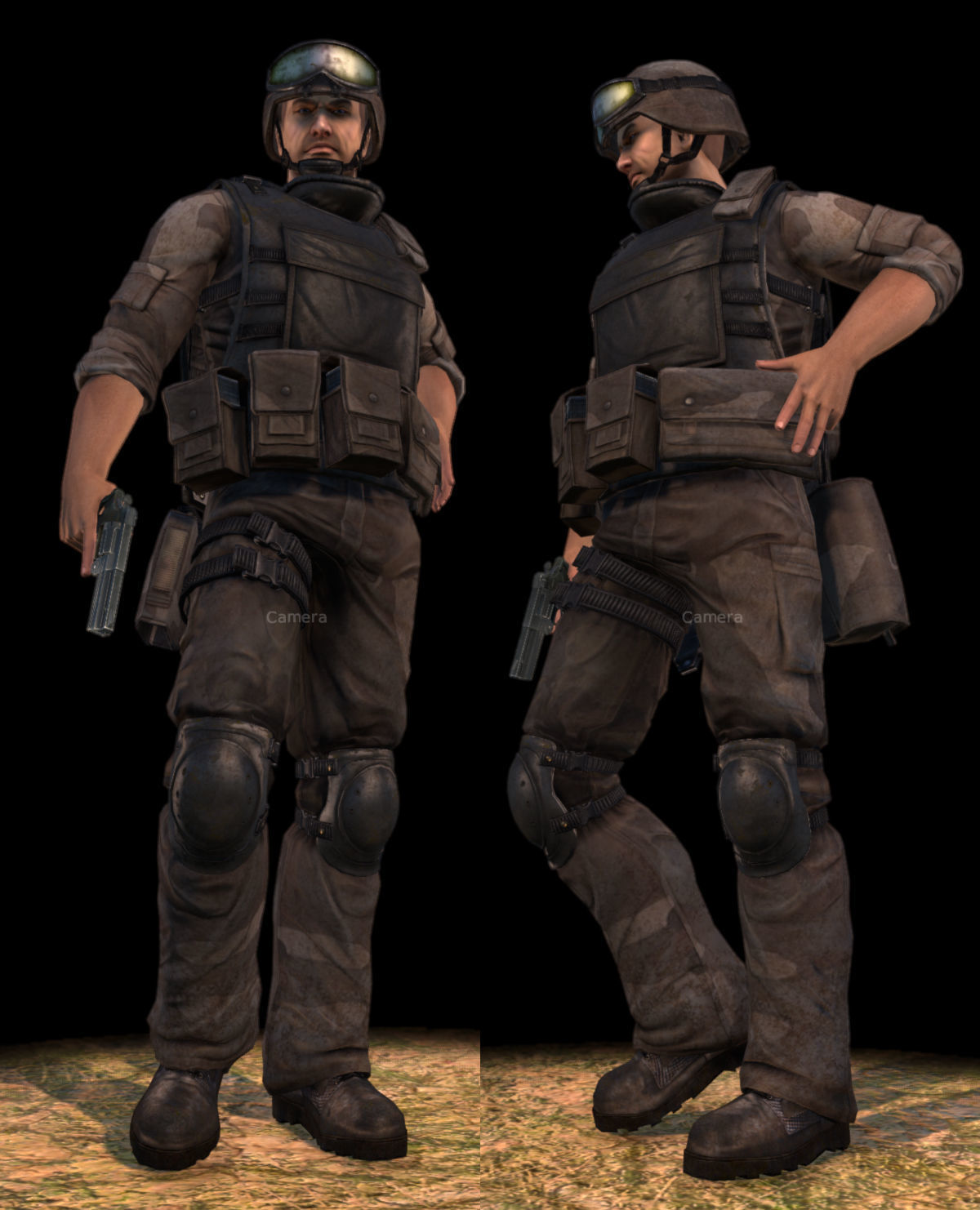 Animated Soldier Low-poly 3D model_1