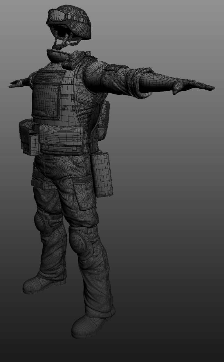 Animated Soldier Low-poly 3D model_17