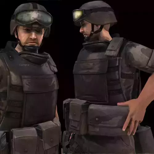 Animated Soldier Low-poly 3D model