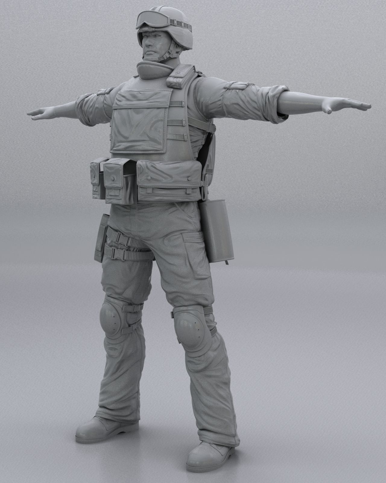 Animated Soldier Low-poly 3D model_7