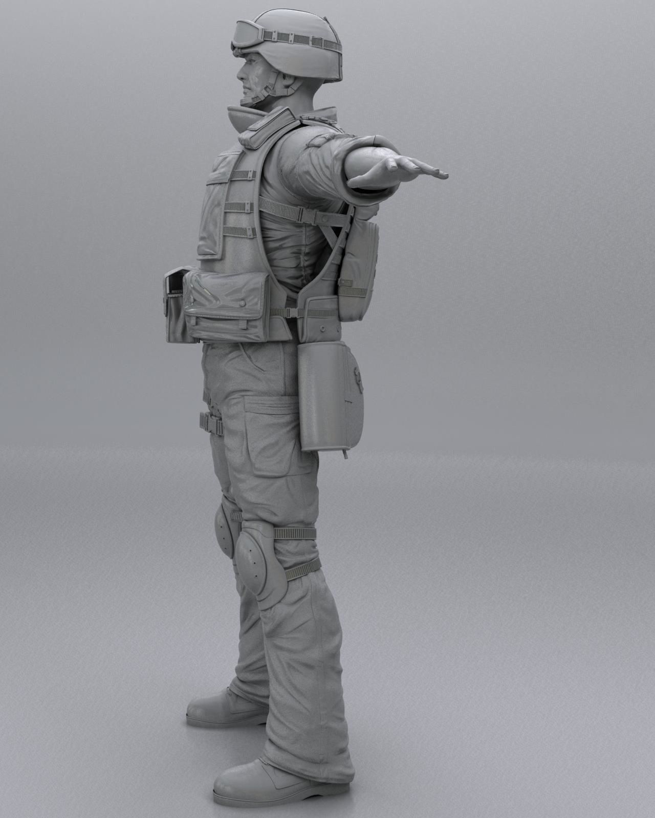 Animated Soldier Low-poly 3D model_9