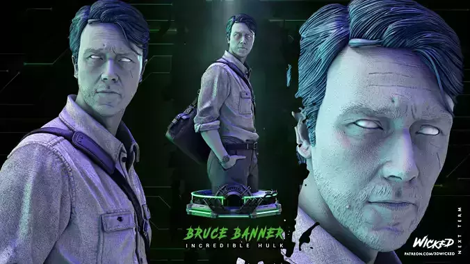 Wicked Marvel Bruce Banner Bust Tested for 3d printing