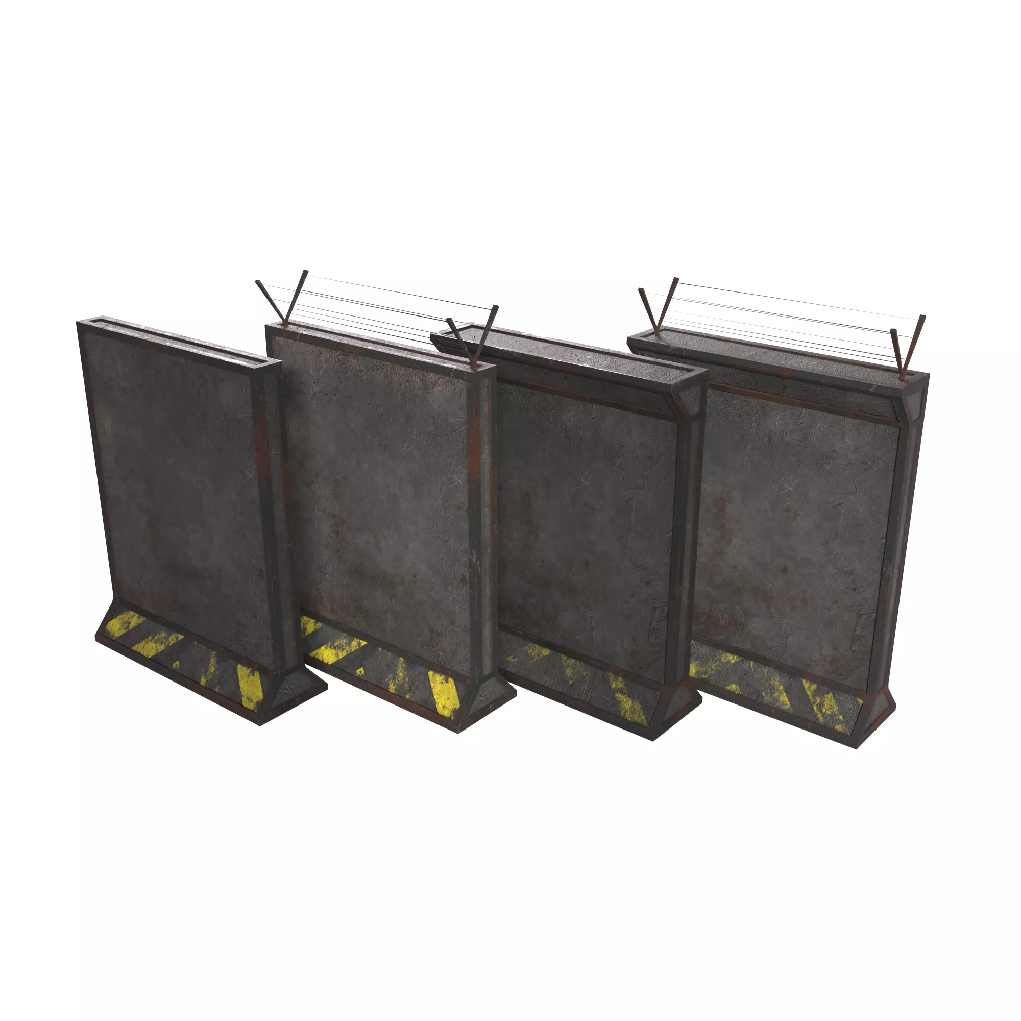 Concrete Wall Barricade Barrier 3D Model Collection_0