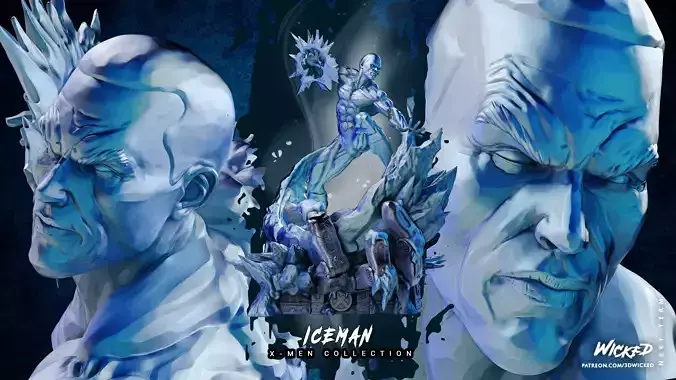 Wicked Marvel Iceman Sculpture Tested and for 3d printing 3D print model