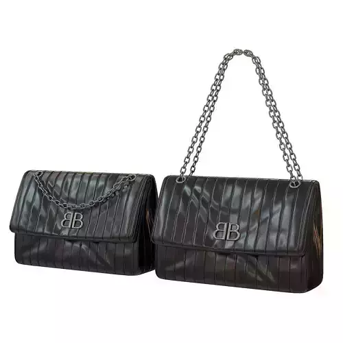 Balenciaga Monaco Medium Chain Bag Black Stripe Low-poly 3D model