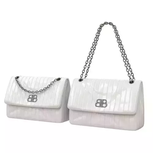 Balenciaga Monaco Medium Chain Bag White Stripe Low-poly 3D model