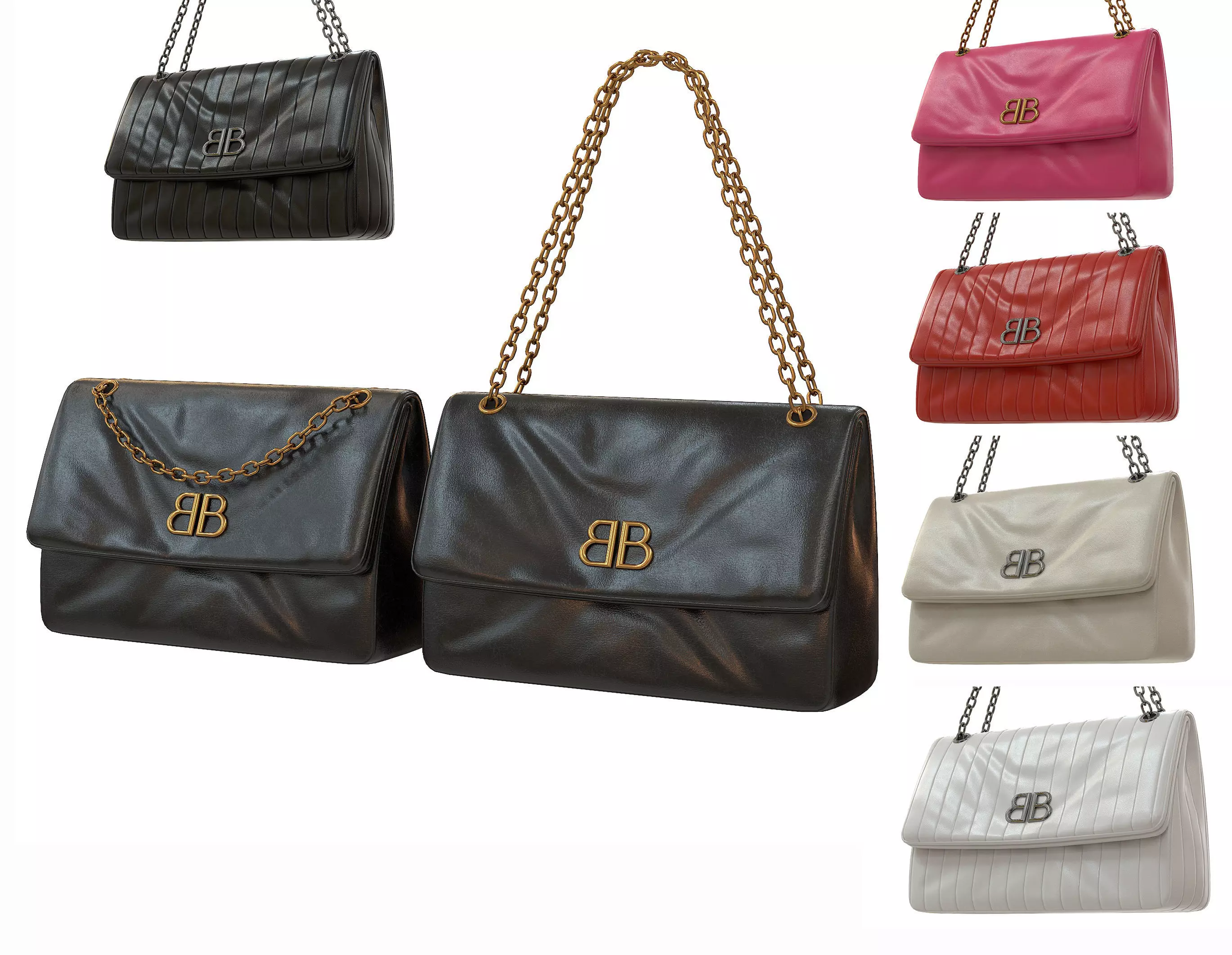 Balenciaga Monaco Medium Chain Bag 3D Model Collection_0