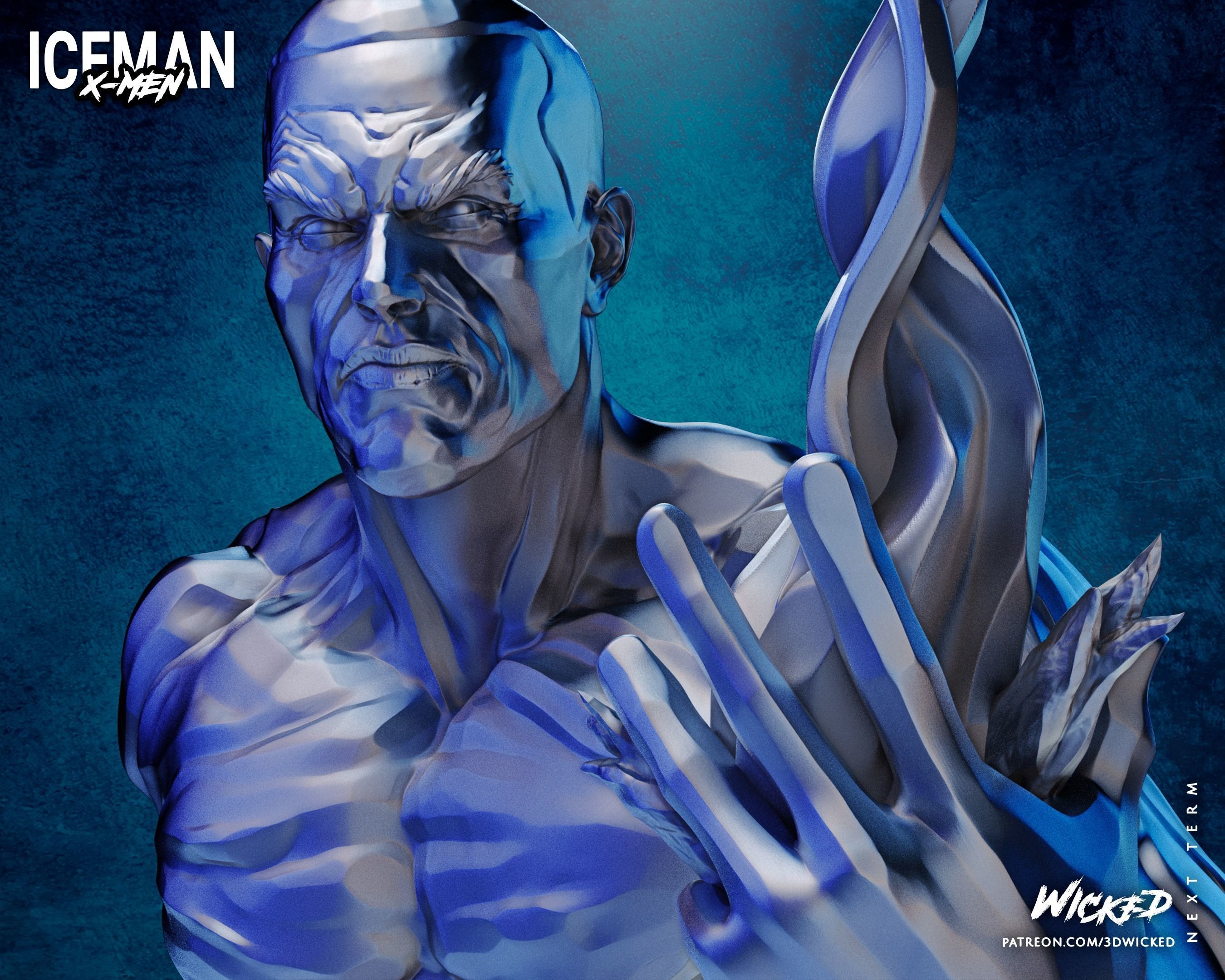 Wicked Marvel Iceman Bust Tested for 3d printing 3D print model_5