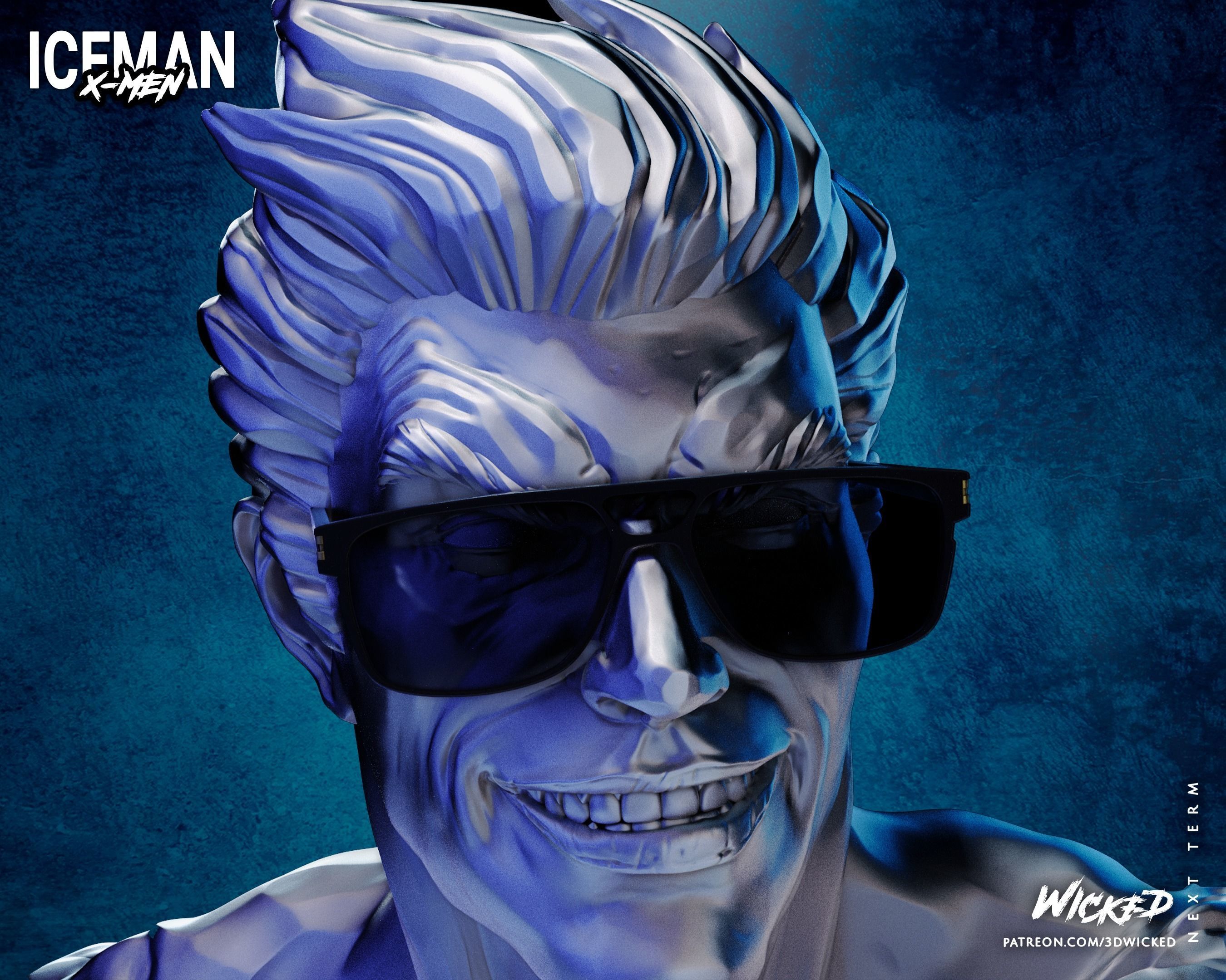 Wicked Marvel Iceman Bust Tested for 3d printing 3D print model_63