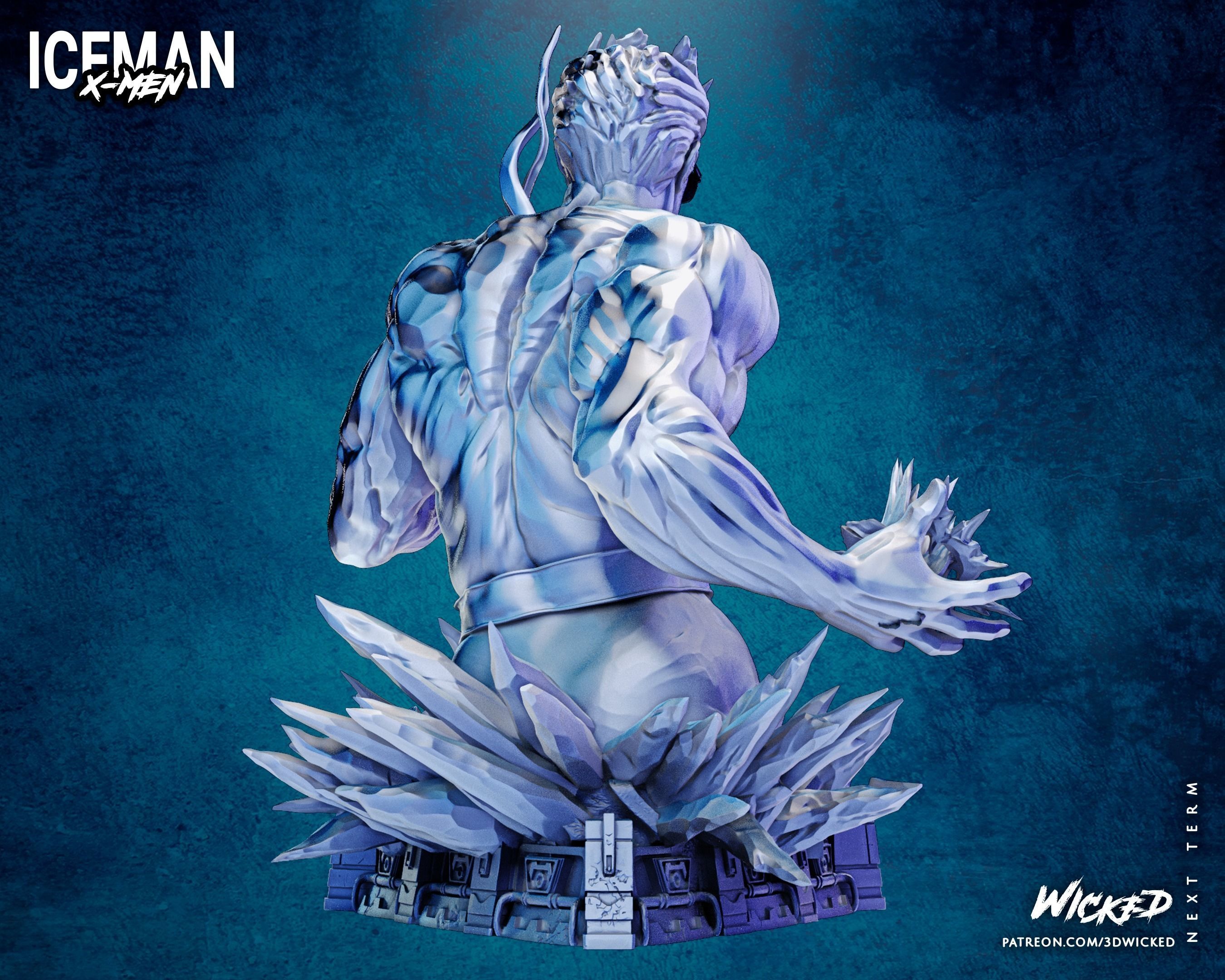 Wicked Marvel Iceman Bust Tested for 3d printing 3D print model_15