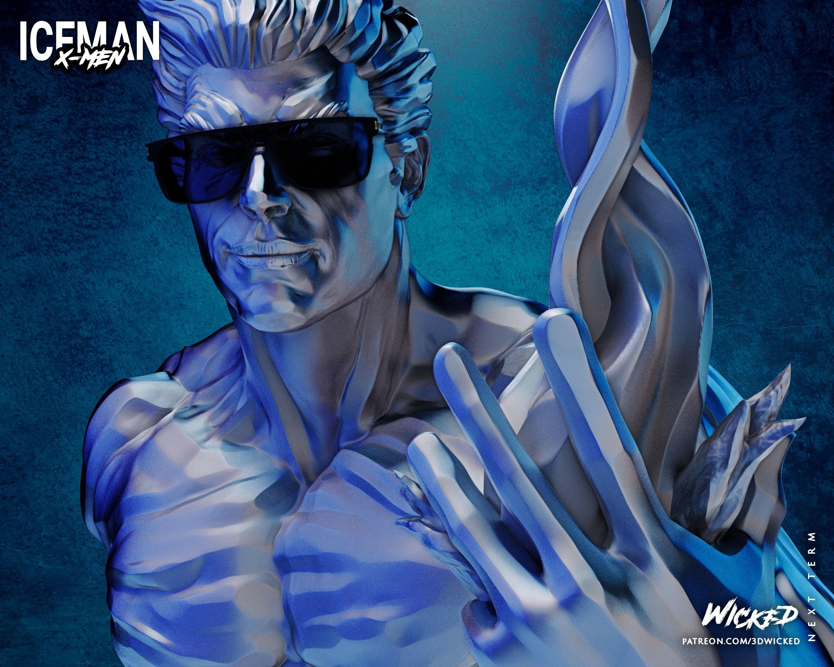 Wicked Marvel Iceman Bust Tested for 3d printing 3D print model_50