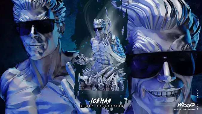 Wicked Marvel Iceman Bust Tested for 3d printing 3D print model