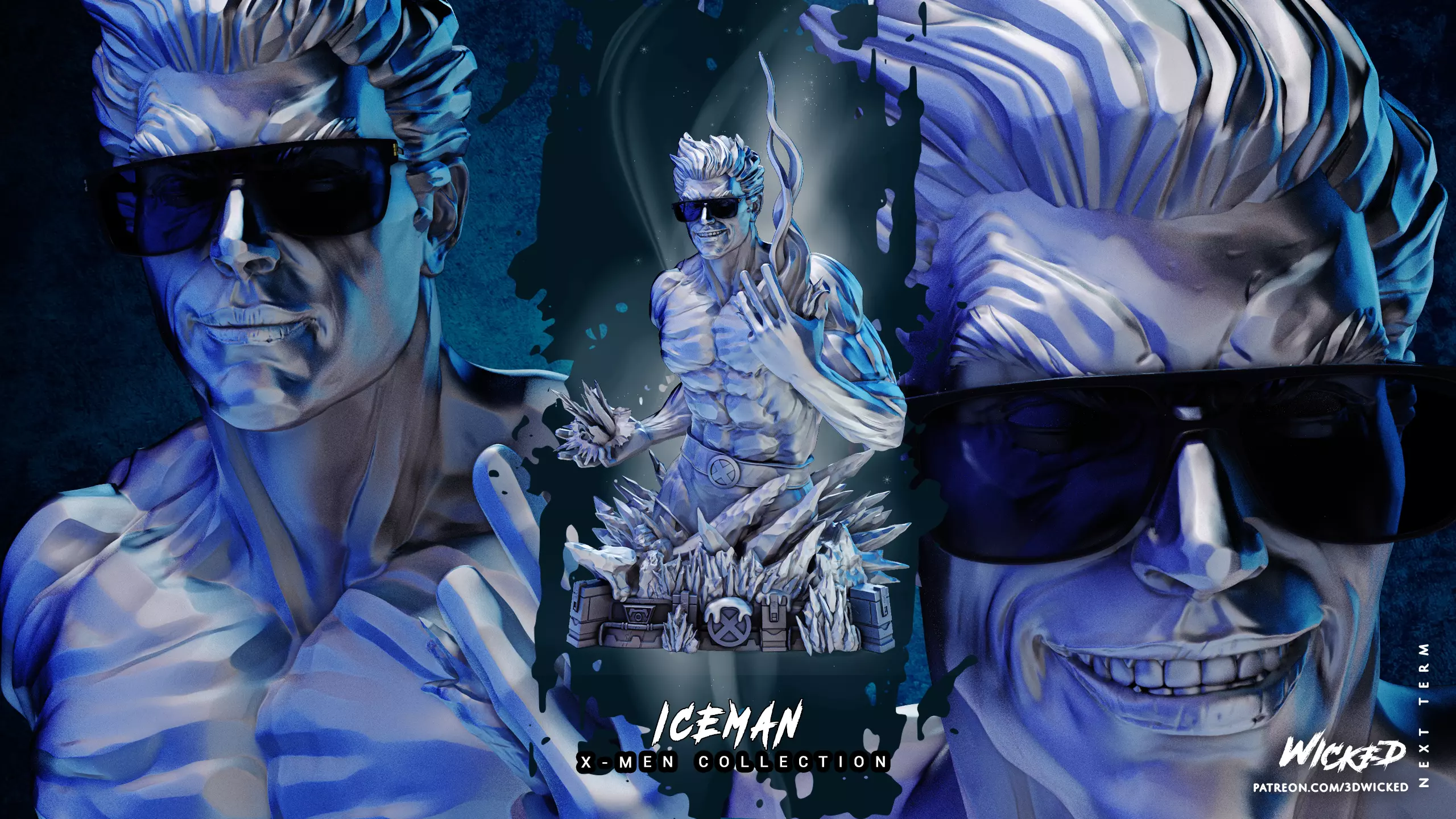 Wicked Marvel Iceman Bust Tested for 3d printing 3D print model_0