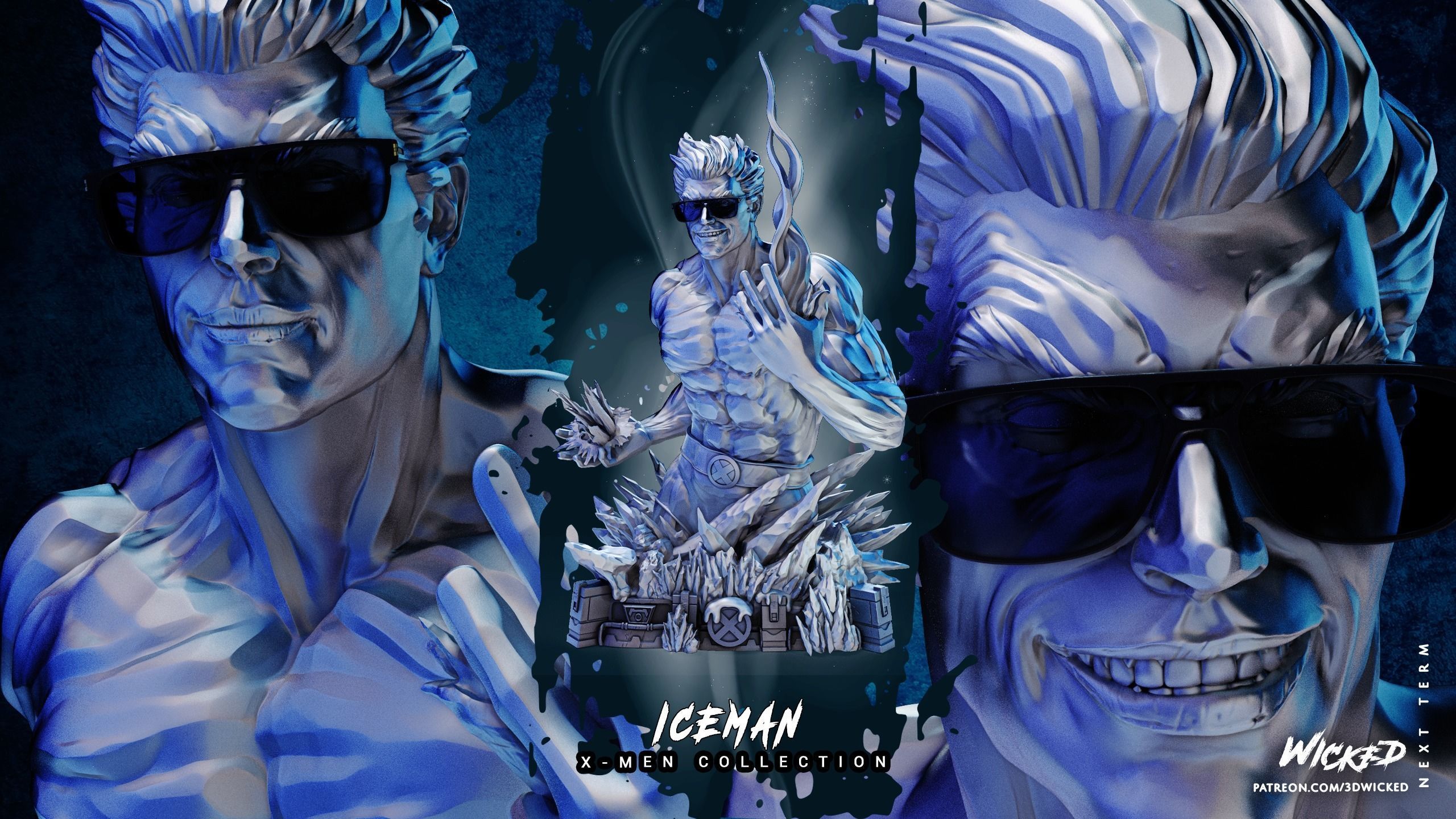 Wicked Marvel Iceman Bust Tested for 3d printing 3D print model_61