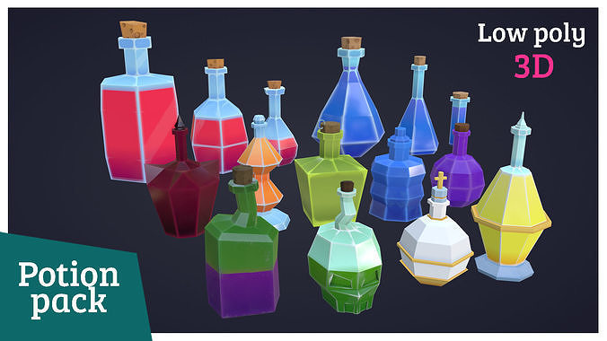 Low Poly Potion pack Low-poly 3D model