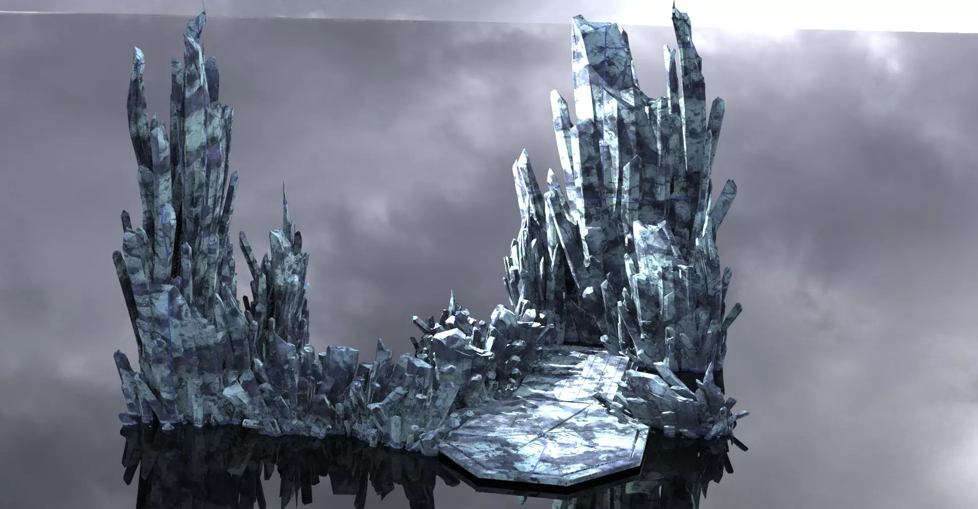 Ice crystal Walkways mountains 3D model_0