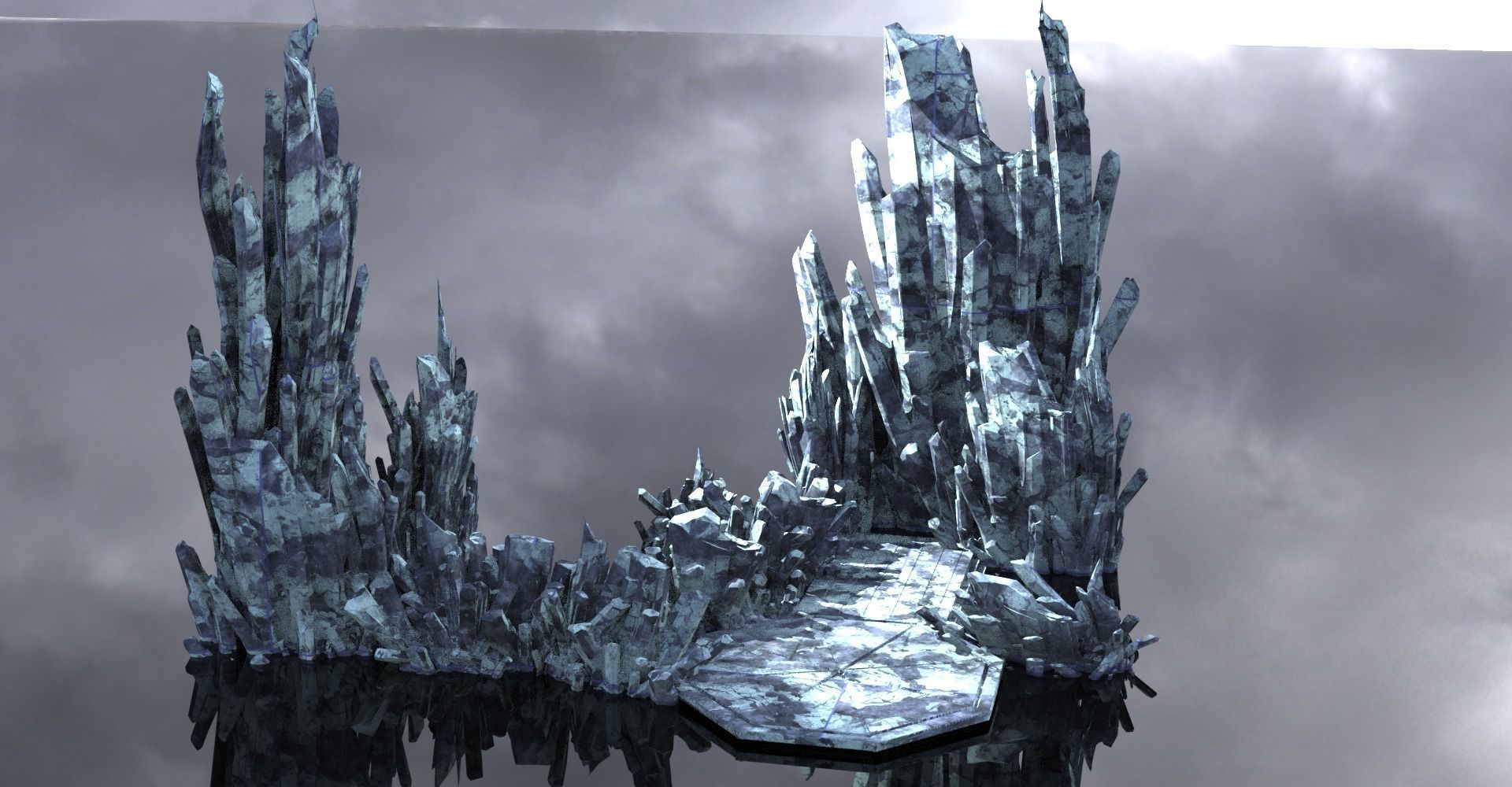 Ice crystal Walkways mountains 3D model_1