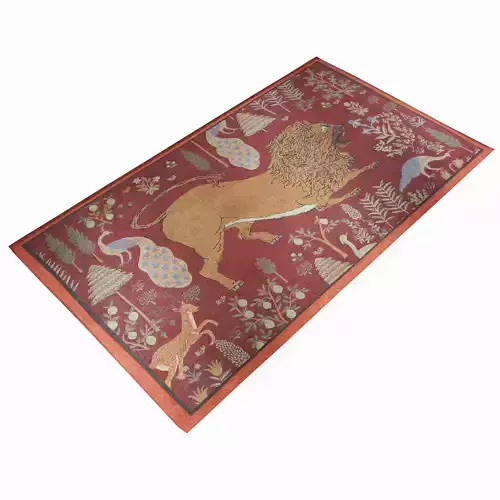 Vintage Red Lion Rug Carpet Low-poly 3D model