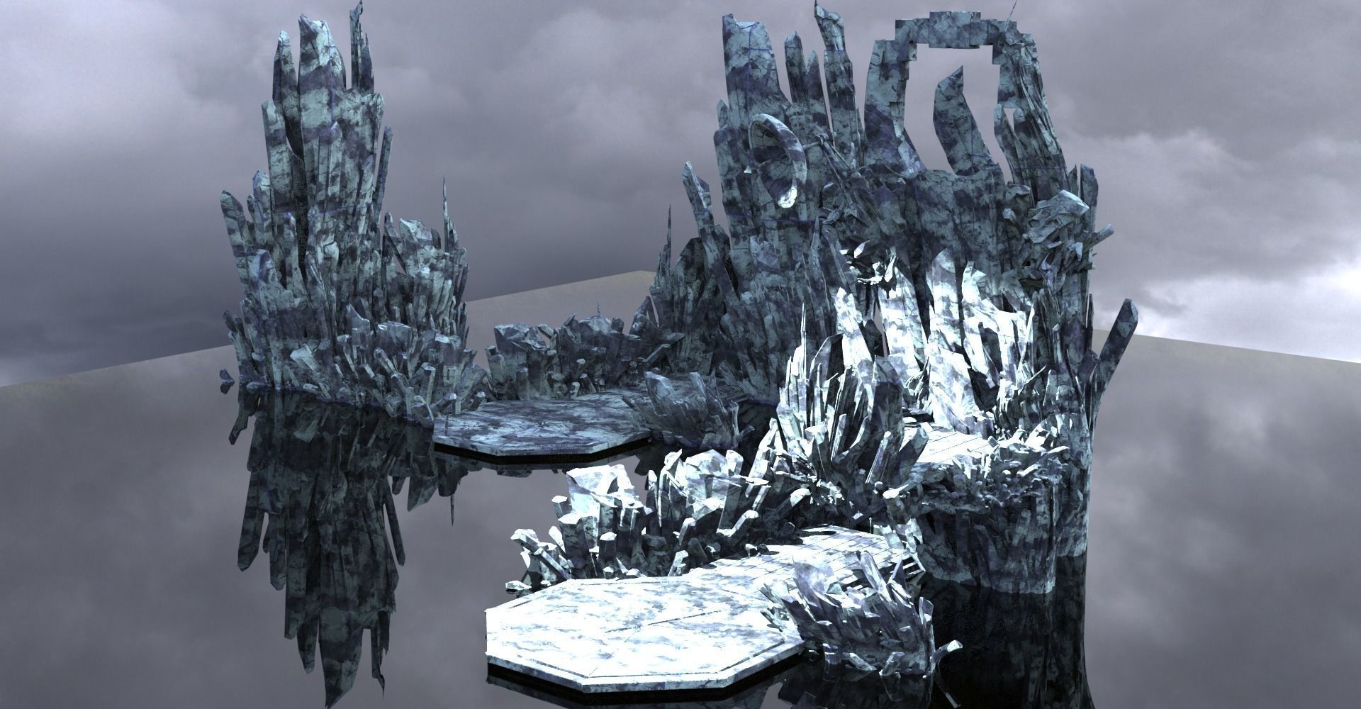 Ice crystal Walkways mountains collection  3D model_1