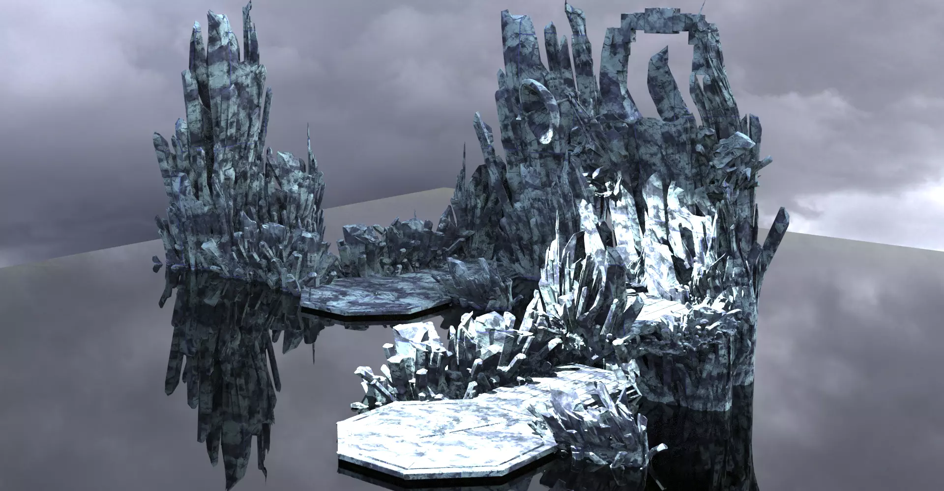 Ice crystal Walkways mountains collection  3D model_0