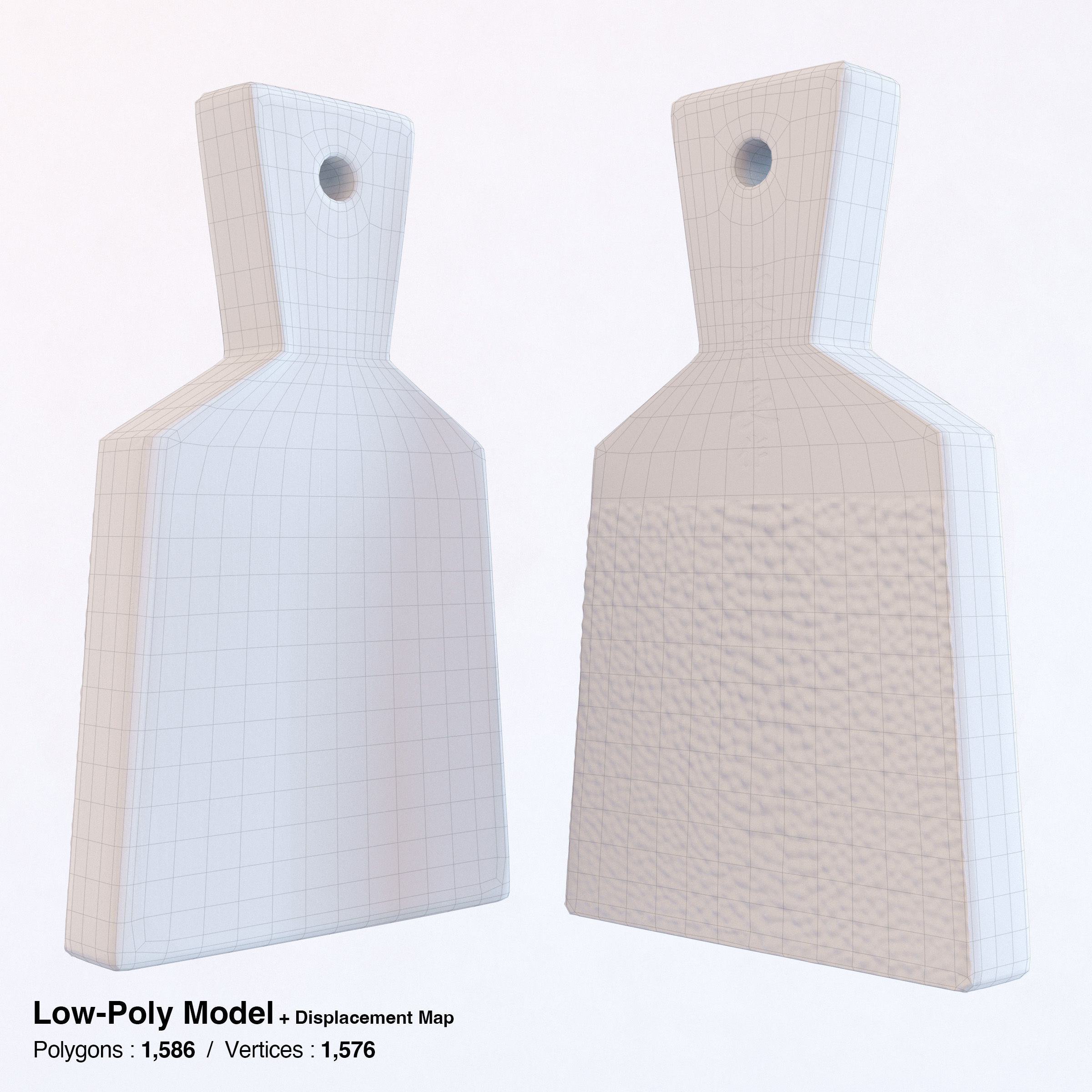 Sharkskin Wasabi Grater Set - Japanese horseradish Low-poly 3D model_17