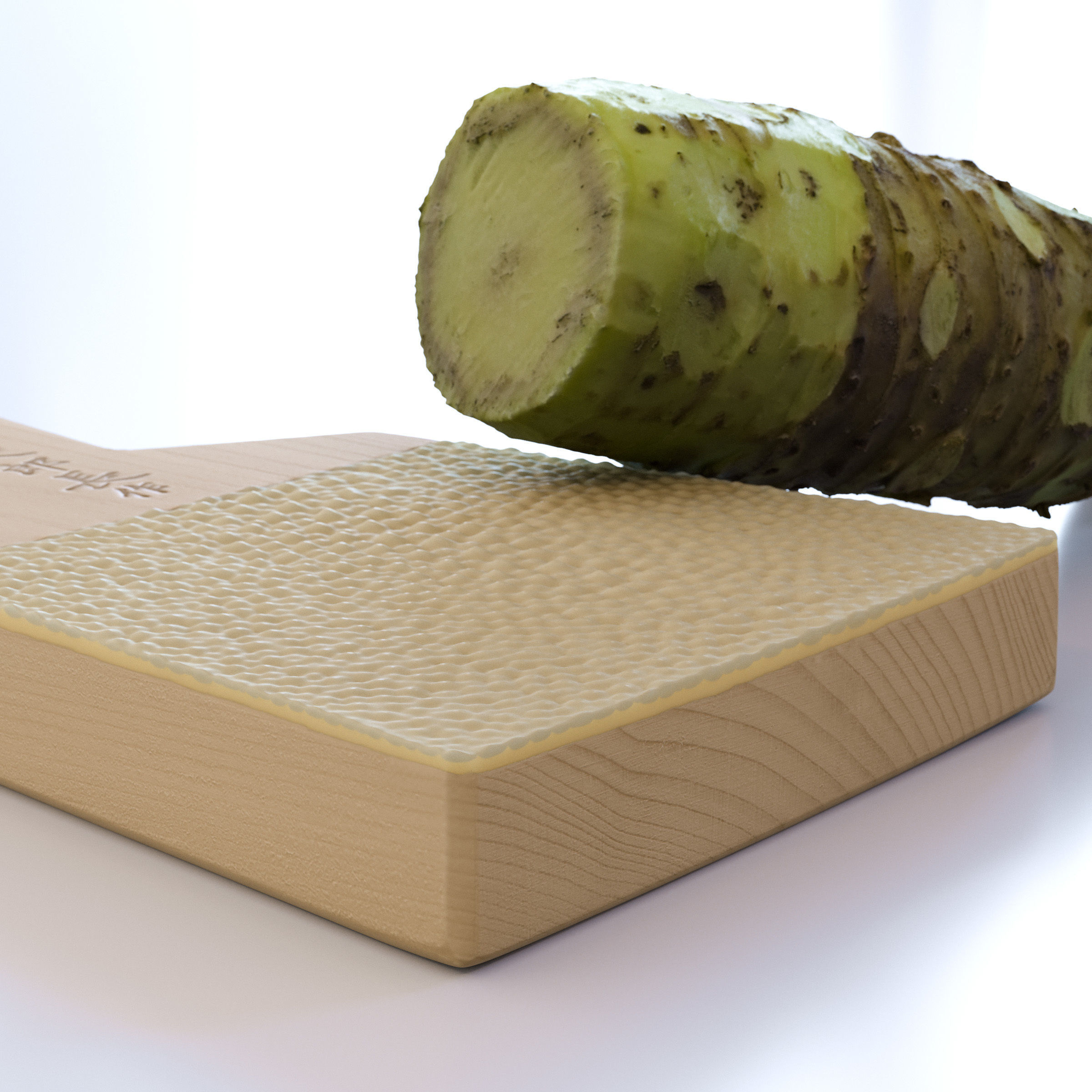 Sharkskin Wasabi Grater Set - Japanese horseradish Low-poly 3D model_1