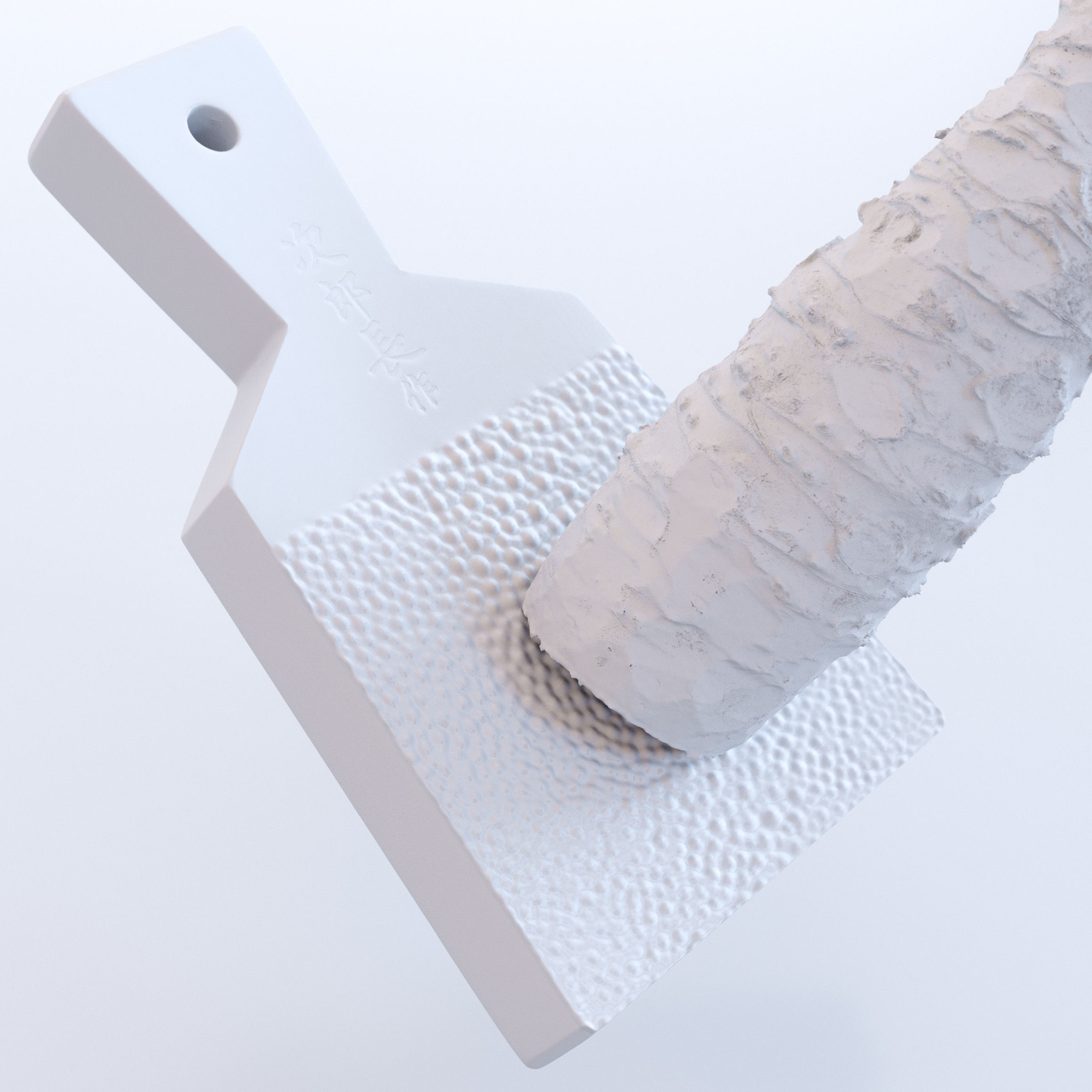Sharkskin Wasabi Grater Set - Japanese horseradish Low-poly 3D model_3