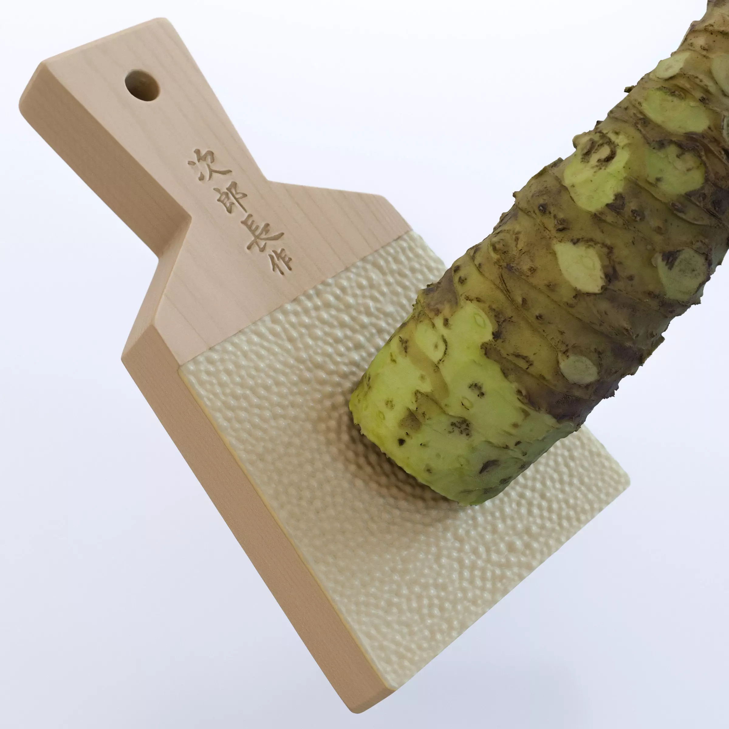 Sharkskin Wasabi Grater Set - Japanese horseradish Low-poly 3D model_0