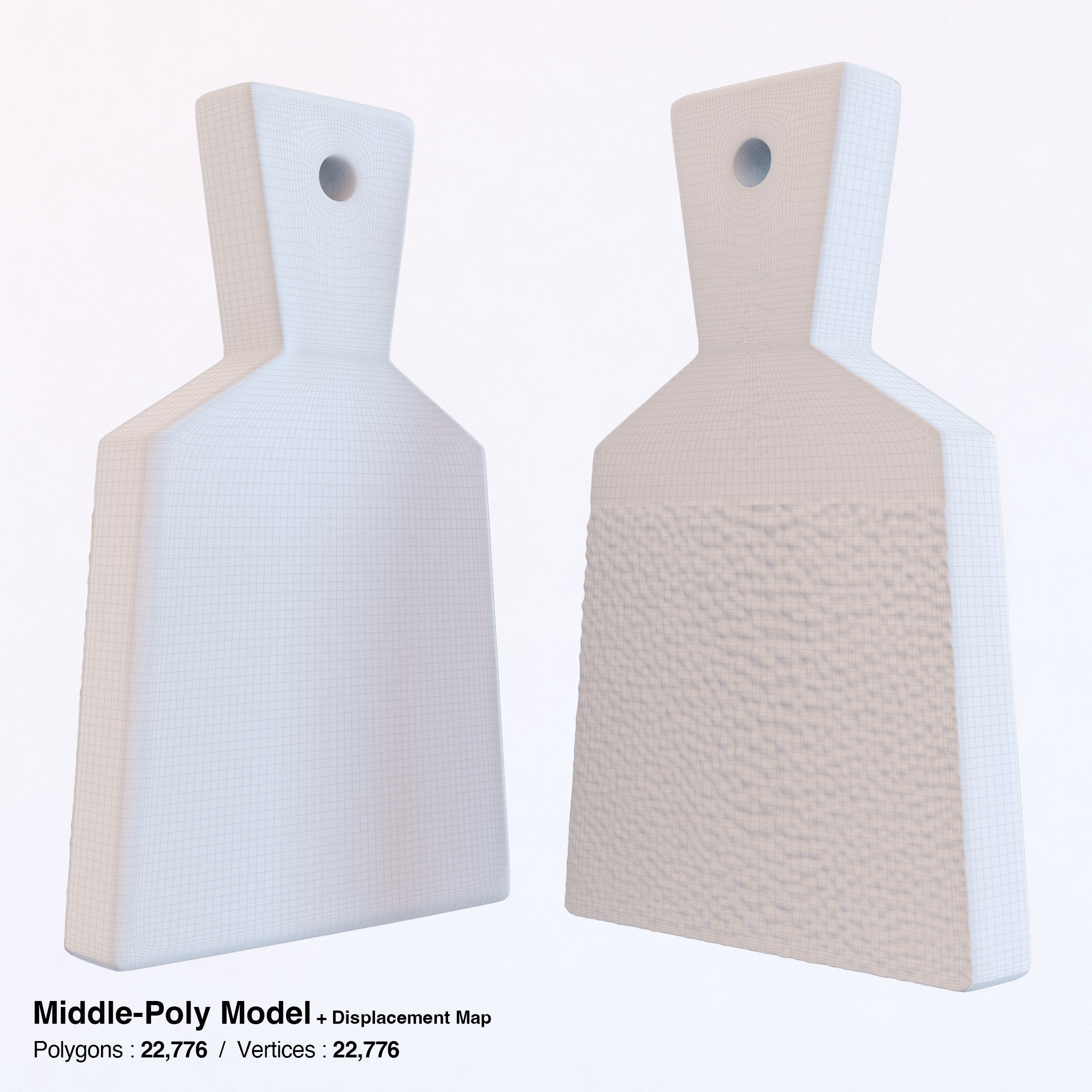 Sharkskin Wasabi Grater Set - Japanese horseradish Low-poly 3D model_14