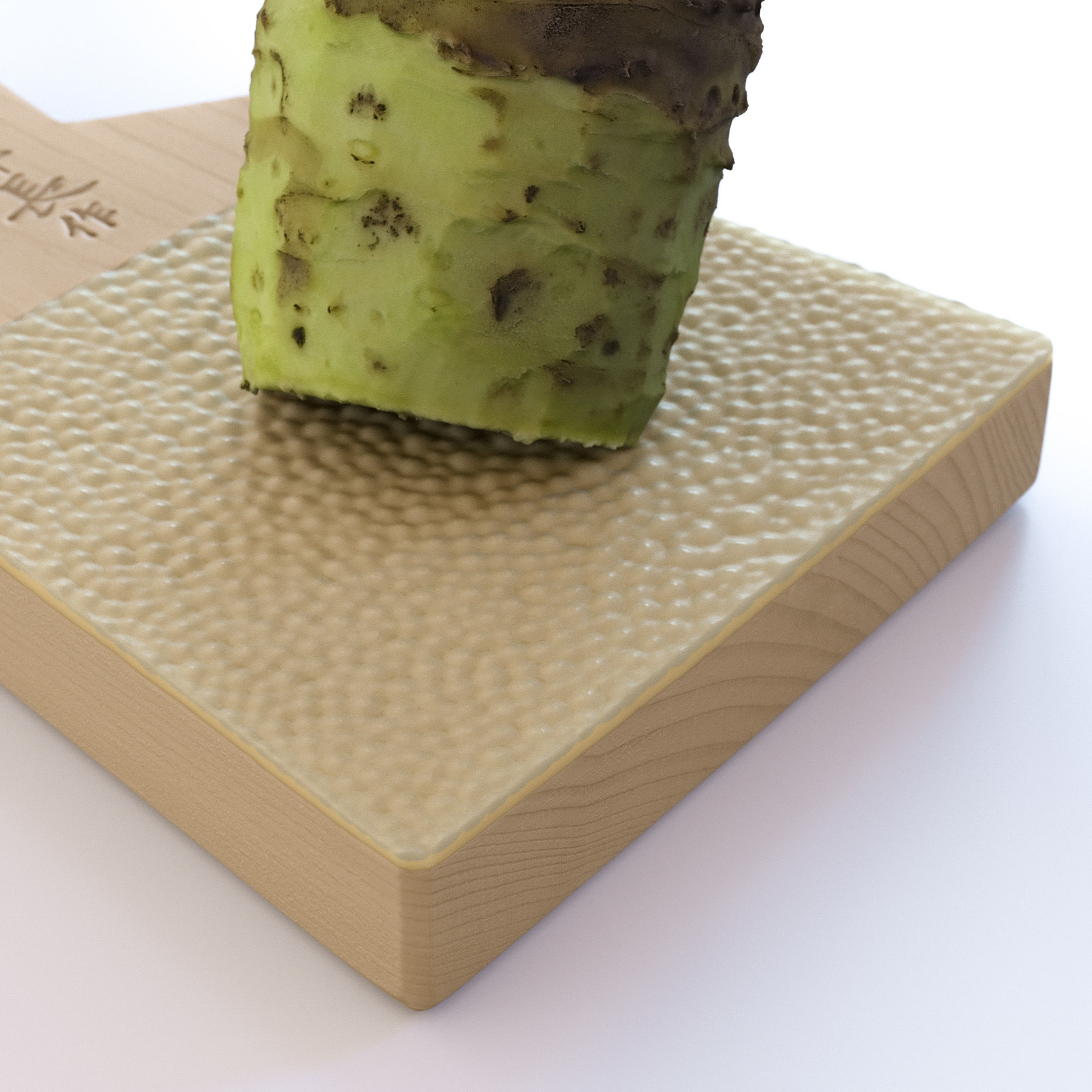 Sharkskin Wasabi Grater Set - Japanese horseradish Low-poly 3D model_2