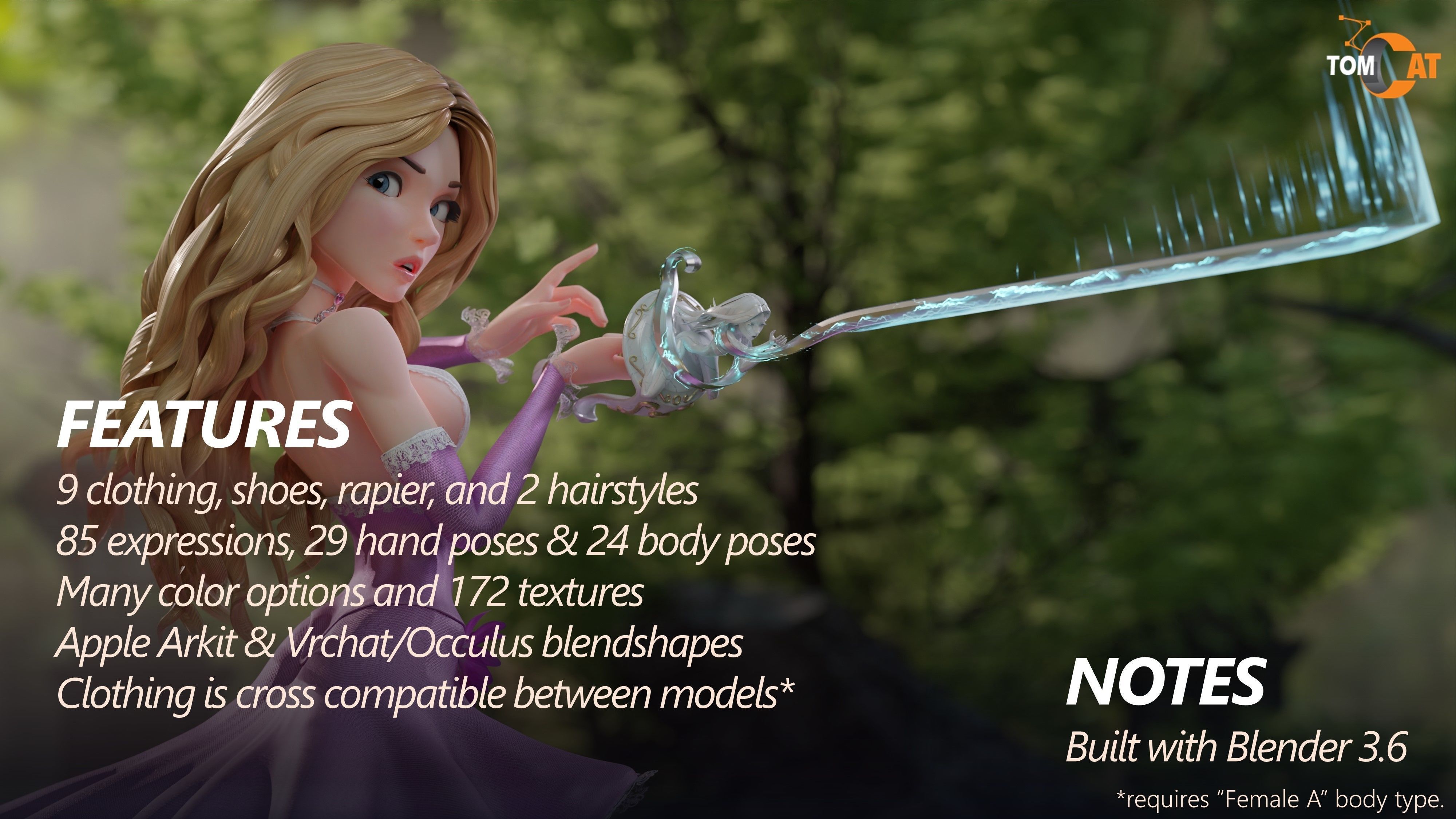 EPONINE LA DUELLISTE for Blender Low-poly 3D model_2