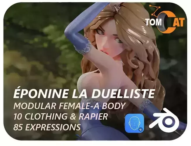 EPONINE LA DUELLISTE for Blender Low-poly 3D model