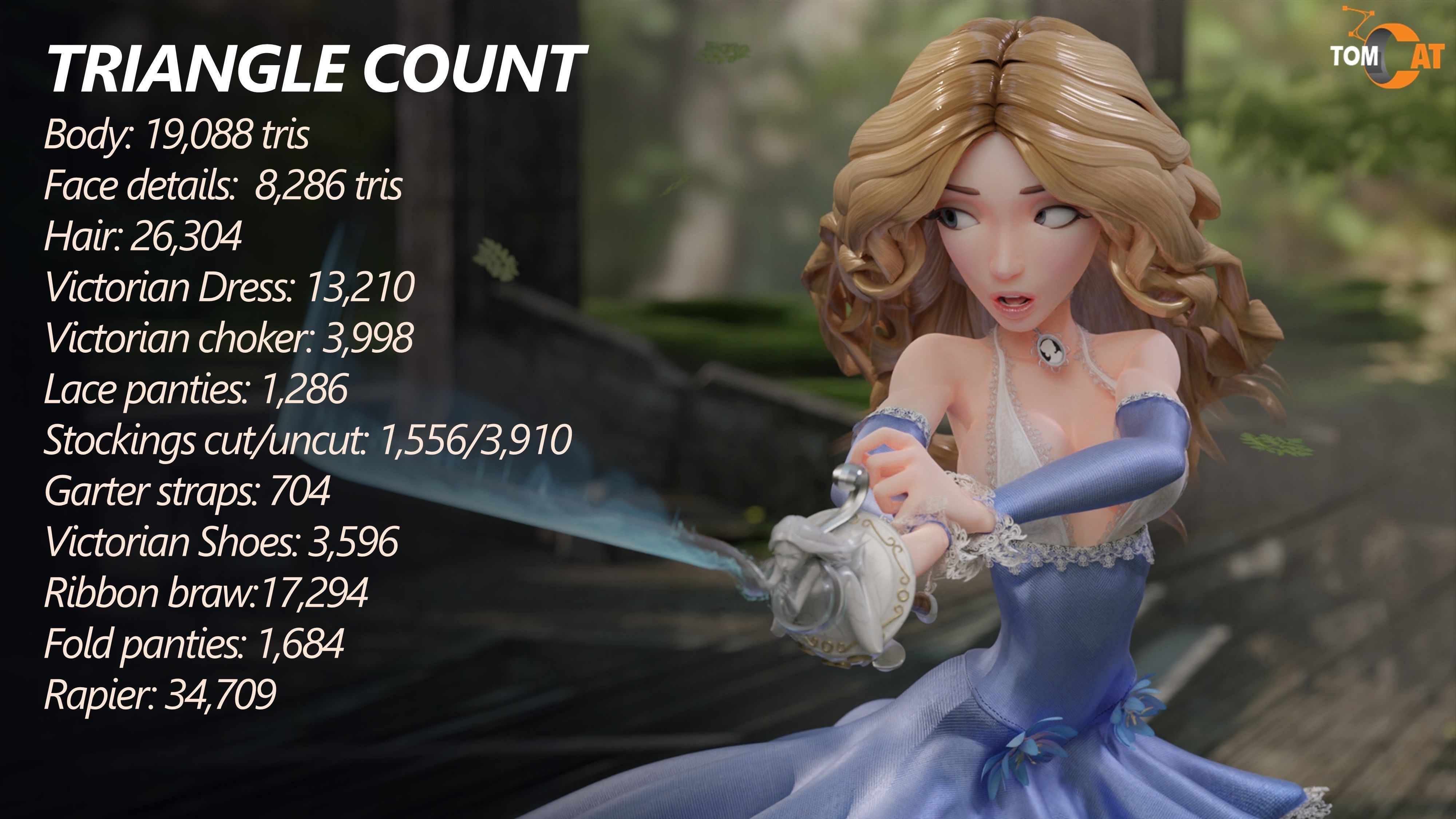 EPONINE LA DUELLISTE for Blender Low-poly 3D model_16