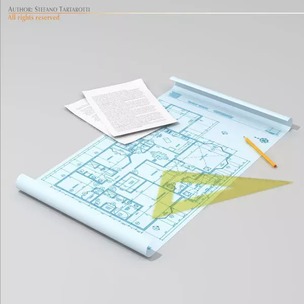 Architect table set 3D model