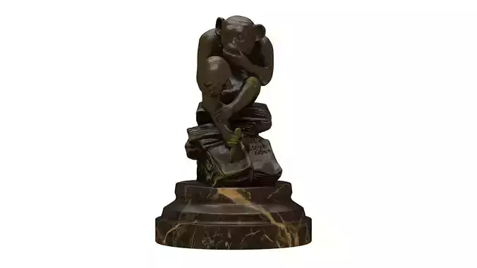 Philosophizing Monkey Low Poly PBR Low-poly 3D model