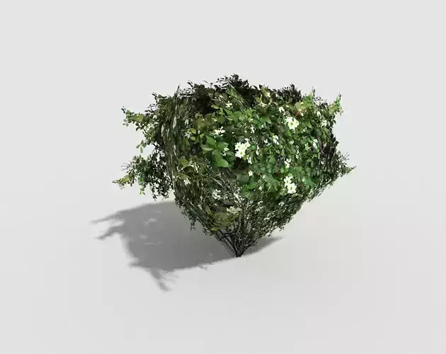 low poly shrub tree with leaves and flowers Low-poly 3D model
